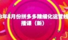 2023年8月拼多多精细化运营线上直播课