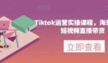 Tiktok运营实操海外版抖音短视频直播带货
