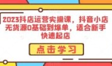 2023抖音小店无货源0基础到新手爆单