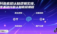抖音底层认知逻辑实操,零基础抖音认知底层课程