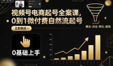 视频号电商起号全案课,0到1微付费自然流起号