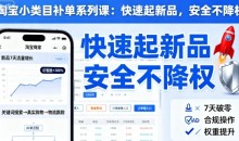 淘宝小类目补单系列课,快速起新品,安全不降权