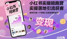 小红书实操陪跑营,实操落地引流获客,教你打造一个持续引流变现的账号