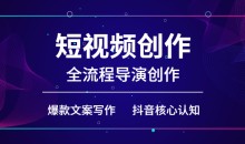 短视频创作和全流程导演创作,抖音核心认知,爆款文案写作,拍摄剪辑口播,运营创收管理
