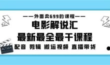 外面卖699的电影解说汇最新最全最干课程:电影配音剪辑搬运视频直播带货