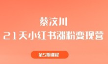 蔡汶川《21天小红书涨粉变现营》第5期课程