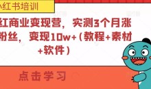 小红书商业变现营,实测3个月涨18w粉丝,变现10w+(教程+素材+软件)