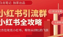 【白龙笔记】价值980元的《小红书运营和引流课》,日引100高质量粉