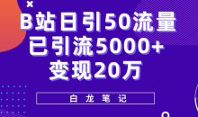 B站日引50+流量,实战已引流5000+变现20万,超级实操课程