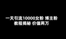 一天引流10000女粉,博主粉教程揭秘(价值两万)