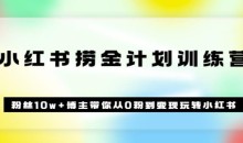 《小红书捞金计划训练营》粉丝10w+博主带你从0粉到变现玩转小红书(72节课)