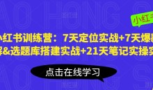 小红书训练营:7天定位实战+7天爆款拆解&选题库搭建实战+21天笔记实操实战