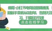 疯哥·小红书电商运营精通课,帮助新手卖家从0走向1,告别无效学习,只需这3节课