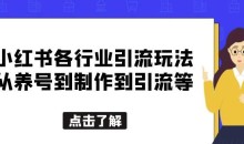小红书各行业引流玩法,从养号到制作到引流等,一条龙分享给你【揭秘】