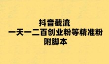 最新抖音截流玩法,一天轻松引流一二百创业精准粉,附脚本+玩法【揭秘】