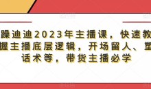 暴躁迪迪2023年主播课,快速教你掌握主播底层逻辑,开场留人、塑品话术等,带货主播必学