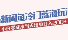 2023最新闲鱼冷门蓝海玩法,小白零成本当天出单日入200+【揭秘】
