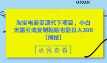 淘宝电商资源代下项目,小白无需引流复制粘贴也能日入300+【揭秘】