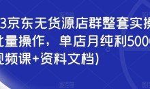 2023京东无货源店群整套实操课,可批量操作,单店月纯利5000+(视频课+资料文档)
