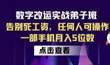 数字改运实战弟子班:告别死工资,任何人可操作,一部手机月入5位数