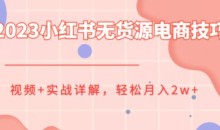 2023小红书无货源电商技巧教程,轻松月入2w+,视频+实战详解【揭秘】