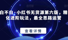绅白不白·小红书无货源第六版,精细化进阶玩法,最全思路运营