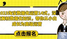 2023淘宝数据化运营14式,深度解析数据化知识,帮你从小白成长为高级运营