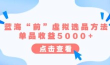 某公众号付费文章《蓝海“前”虚拟选品方法:单品收益5000+》