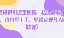 免费资料引流宝妈粉,私域高利润转化,小白可上手,轻松实现日入600+【揭秘】