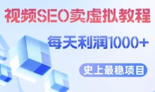 视频SEO出售虚拟产品每天稳定2-5单利润1000+史上最稳定私域变现项目