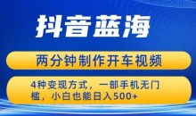 蓝海项目发布开车视频,两分钟一个作品,多种变现方式,一部手机无门槛小白也能日入500