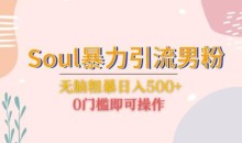 Soul暴力引流男粉玩法,无脑粗暴日入500+,0门槛即可操作