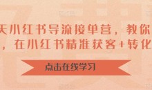 16天小红书导流接单营,教你引爆流量,在小红书精准获客+转化成交