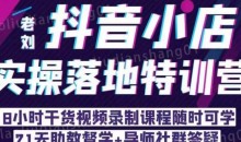 老刘·抖店商品卡流量,抖音小店实操落地特训营,8小时干货视频录制课程随时可学