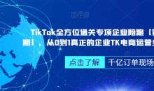 TikTok全方位通关专项企业陪跑【第三期】,从0到1真正的企业TK电商运营全流程