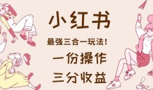 小红书最强三合一玩法,一份操作获得三份收益!