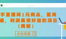 快手直播间1元商品,蓝海赛道,利润高很好做的项目