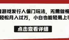 全网首发,抖音游戏发行人偏门玩法,无需做视频,轻松月入过万,小白也能轻易上手