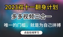 2023双十一翻身计划,多多视频带货三合一玩法教程