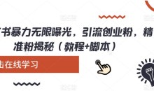 小红书暴力无限曝光,引流创业粉,精准粉揭秘(教程+脚本)