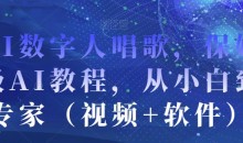 AI数字人唱歌,保姆级AI教程,从小白到专家(视频+软件)