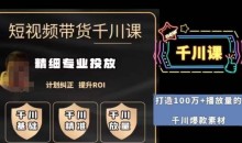短视频带货-千川专业投放课,精细化专业投放,计划纠正,提升ROI