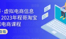 程哥·虚拟电商信息圈,2023年程哥淘宝虚拟电商课程
