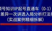 视频号知识IP起号直通车(0-1),平台差异一次讲透入局分析打法指南(实战案例精细拆解)