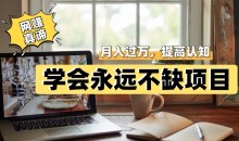 网赚真谛,学会就可以永远不缺项目,轻松月入过万,提高小白认知!