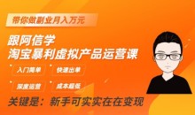 跟阿信学淘宝暴利虚拟产品运营课,入门简单,快速出单,带你做副业月入万元