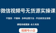 微信视频号小店无货源实操课程,不囤货·不刷单·多种运营方法·开店卖货全流程