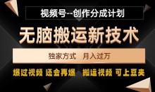 视频号无脑搬运新技术,破原创壕流量,独家方式,爆过视频,还会再爆