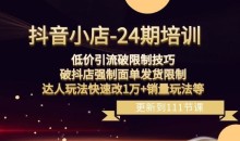 抖音小店-24期:低价引流破限制技巧,破抖店强制面单发货限制,达人玩法快速改1万+销量玩法等