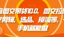 抖音图文带货10.0,图文拉流、图文剪辑,选品、接流等,一部手机就能做